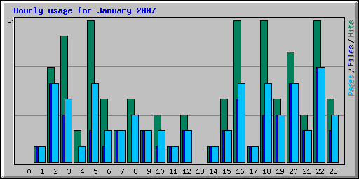 Hourly usage for January 2007